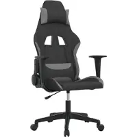 vidaXL Gaming-Stuhl mit Massagefunktion Schwarz und Hellgrau Stoff
