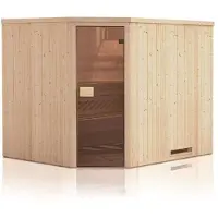 FinnTherm Sauna Corner Natur 144 cm x 144 cm Wandstärke 40 mm