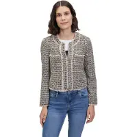 Betty Barclay Jackenblazer "Blazer-Jacke mit Fransen", Damen, Gr. 46, schwarz (schwarz, beige), Obermaterial: 38% Baumwolle CO. 37% Polyester PES. 25% Polyacryl PAN., Blazer Jackenblazer