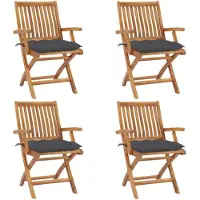 vidaXL Klappbare Gartenstühle mit Kissen 4 Stk. Massivholz Teak , Gartenstühle Design 2024