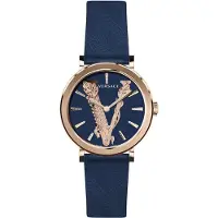 Versace VERI00420 Virtus roségold blau Leder Armband Uhr Damen NEU