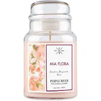 Purple River Duftkerze Purple River Mia Flora, handgegossen, Sojawachs, 623g, Brenndauer 140h, Glas, 2 Baumwolldochte