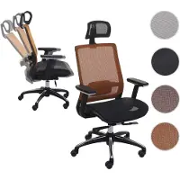 Mendler Bürostuhl HWC-A20, Schreibtischstuhl, ergonomisch Kopfstütze Stoff/Textil ISO9001 schwarz/orange