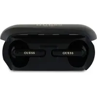 GUESS Elongated Metallic Printed Logo - TWS Bluetooth-Kopfhörer + Ladetasche (schwarz)