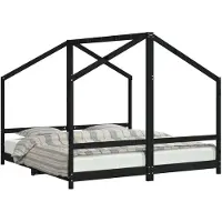 Syfax Kinderbett Schwarz 2x(90x190) cm Massivholz Kiefer