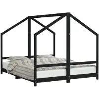 Syfax Kinderbett Schwarz 2x(80x200) cm Massivholz Kiefer