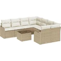 vidaXL Gartensofa-set 9 Stk. 8-Sitzanzahl Beige Poly-Rattan