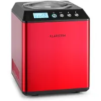 Klarstein Vanilla Sky - Eismaschine, Eisbereiter, Speiseeismaschine, Kühlhaltefunktion, LED-Display, Timer, Edelstahl, einfache Reinigung, 180 Watt, 2 Liter Fassungsvermögen, Rot