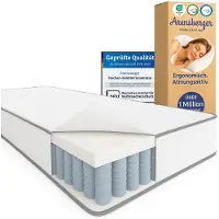 Arensberger JANA Federkernmatratze - 20cm Höhe - Matratze mit Schaumstoff Schicht - H3 Mittelfest – 7 Zonen - Federkern - Liegekomfort 160x200cm