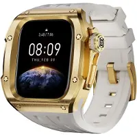 Wigento Für Apple Watch Series 10 46mm Hochwertiges Silikon Arm Band mit Metall Gehäuse