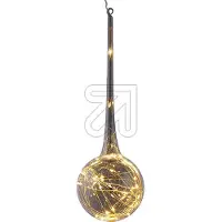 Hellum Glaskugel hängend mit 30 LED mit Lichterkette und Timer + Fernbedienung, 40x13cm