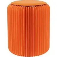 Meet by Paperflow Paperflow faltbarer Sitzhocker, Wabenkarton, Sitzkissen aus Kunstleder, Ø 300 mm x H 420 mm, bis 300 kg, orange