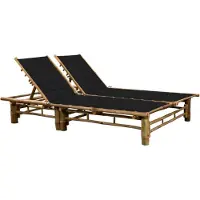 Helloshop26 - Sonnenliege Deckstuhl Gartenbett Terrassenmöbel 200 cm für 2 Personen mit Bambuskissen 02_0012898
