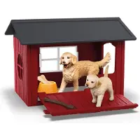 Schleich FARM WORLD Hundehütte mit Goldenretrievern, Tier, Farm, Farm animals / farm toys, 3 Jahr(e), Mehrfarbig