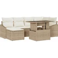 vidaXL Garten-Sofa-Set 7 stk. Beige und Creme