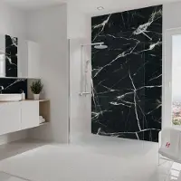 Schulte Duschrückwand DecoDesign ExpressPlus Marmoroptik Stein Marmor-Schwarz-Smaragd Softtouch 255 x 150 cm EP19015254