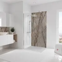 Schulte Duschrückwand DecoDesign ExpressPlus Marmoroptik Stein Marmor-Kastanie Hochglanz 210 x 100 cm EP19010213 784