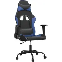 vidaXL Gaming-Stuhl mit Massage & Fußstütze Schwarz & Blau Kunstleder