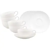 Villeroy & Boch Tasse "Teetassen mit Untertassen Royal 120 ml 6er Set weiß", weiß, B:15cm H:7,5cm Ø:15cm, Porzellan, Trinkgefäße, Tasse, Spülmaschinengeeignet, Mikrowellengeeignet