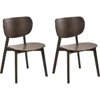 Beliani Esszimmerstuhl 2er Set Dunkle Esche Gummibaumholz ohne Armlehnen Skandi Minimalistisches Design Holzstuhl