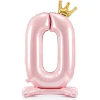 Party Deco Ballon Zahl 0 auf fuss - Rosa