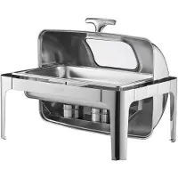 Vevor Chafing Dish Set Speisenwärmer Edelstahl mit 2 Pfannen in halber Größe (3,9 L)