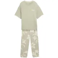 Tom Tailor Capri-Pyjama "Kenmare" 2 tlg. mit Muster, Kurzarm, Rundhalsausschnitt, lange Hose, Viskosemix