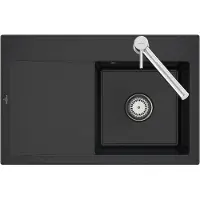 Villeroy & Boch 334701R7 Subway Style 45 Keramikspüle Einbau Unterschrankbreite ab 50 cm Pure Black Keramik Handbetätigung - inkl.