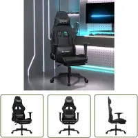 The Living Store Gaming-Stuhl mit Fußstütze Schwarz Kunstleder