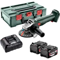 Metabo Akku-Winkelschleifer W 18 7-125 metaBOX 165 L - 18V 2x4Ah Li-Power + ASC 55