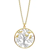Julie Julsen Anhänger mit Kette 925/- Sterling Silber rhodiniert teils vergoldet Lebensbaum
