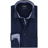 Olymp Langarmhemd "Luxor modern fit", Herren, Gr. 45, N-Gr, kobalt, Web, Obermaterial: 100% Baumwolle, modern fit, 2-Knopf-Manschette, Hemden Langarmhemd, modern fit, Global-Kentkragen, Businesshemd