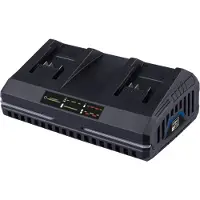 Scheppach Doppelladegerät SDBC2.4A | 2,4 A für Li-Ionen-Akkus | 230 – 240 V | 130 W | geeignet für IXES 20-Volt-Serie