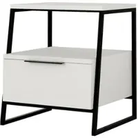 Dmora Nachttisch Dkastrat, Niedrige Kommode, Tisch, Multifunktionaler Nachttisch, 45x40h50 cm, Weiß