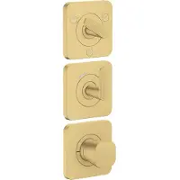 Hansgrohe AXOR Citterio C Thermostatmodul 380/120 Unterputzmodell mit Rosetten für 3 Verbraucher, Cubic cut, 49711250, Farbe: Brushed Gold Optic