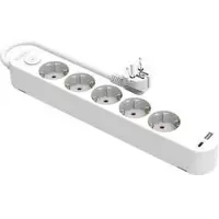 Heitronic Steckdosenleiste VO-501454, 1,4m Kabel, 5-fach, 1x USB-A, 1x USB-C, weiß, mit Schalter