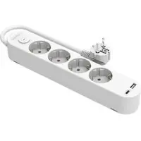 Heitronic Steckdosenleiste VO-501453, 1,4m Kabel, 4-fach, 1x USB-A, 1x USB-C, weiß, mit Schalter