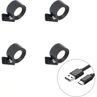 QAZQA 4er-Set moderne Wand- und Deckenleuchten schwarz inkl. LED wiederaufladbar - Bright