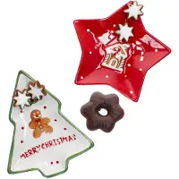 MamboCat 2tlg Keksteller Set Patisserie Weihnachten Tannenbaum Stern Gebäckteller Snacks