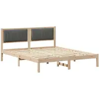vidaXL Bettgestell mit gepolstertem Kopfteil Dunkelgrau 160 x 200 cm