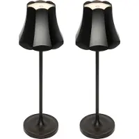 QAZQA Set mit 2 Retro-Tischleuchten Schwarz wiederaufladbar IP44 - Granny