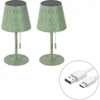 QAZQA Set mit 2 Tischleuchten grün inkl. LED 3-stufig dimmbar wiederaufladbar und solarbetrieben - Ferre