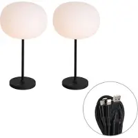 QAZQA Set mit 2 modernen wiederaufladbaren Tischlampen weiß - Maloi