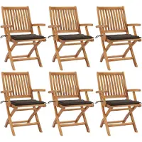 vidaXL Klappbare Gartenstühle mit Kissen 6 Stk. Massivholz Teak