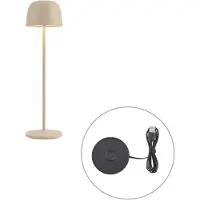 QAZQA Tischleuchte Beige inkl. LED Wiederaufladbar mit Ladestation IP65 - Raika