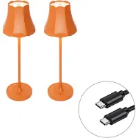 QAZQA Set mit 2 Retro-Tischleuchten orange wiederaufladbar IP44 - Granny