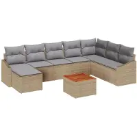 vidaXL Gartensofa-set 9 stk. Beige und Hellgrau Poly-Rattan