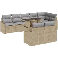 vidaXL Garten-Sofa-Set 9 Stk. Beige und Hellgrau