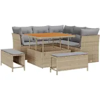 vidaXL Gartensofa-set 8 stk. 5-Sitzanzahl Beige und Hellgrau