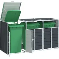 vidaXL Mülltonnenbox für 3 Tonnen Anthrazit 216x81x115 cm Stahl